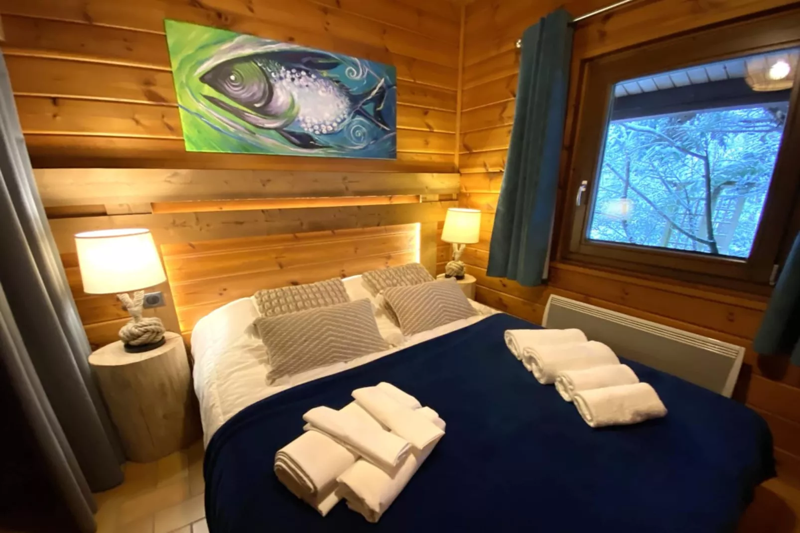 LE FISHING LODGE Chalet en bois avec Bain Nordique-Schlafzimmer