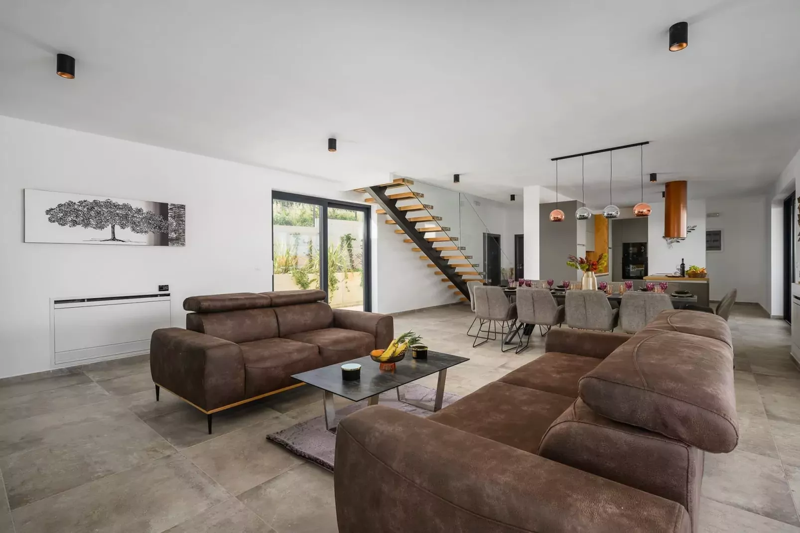 Villa de la Vie with Heated Swimming Pool-Living room