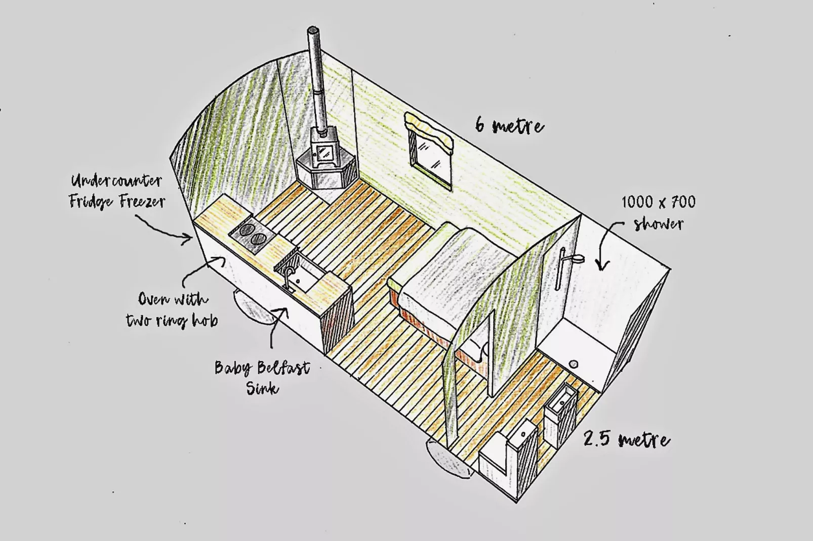 'Joan' Shepherds Hut-Grundriss