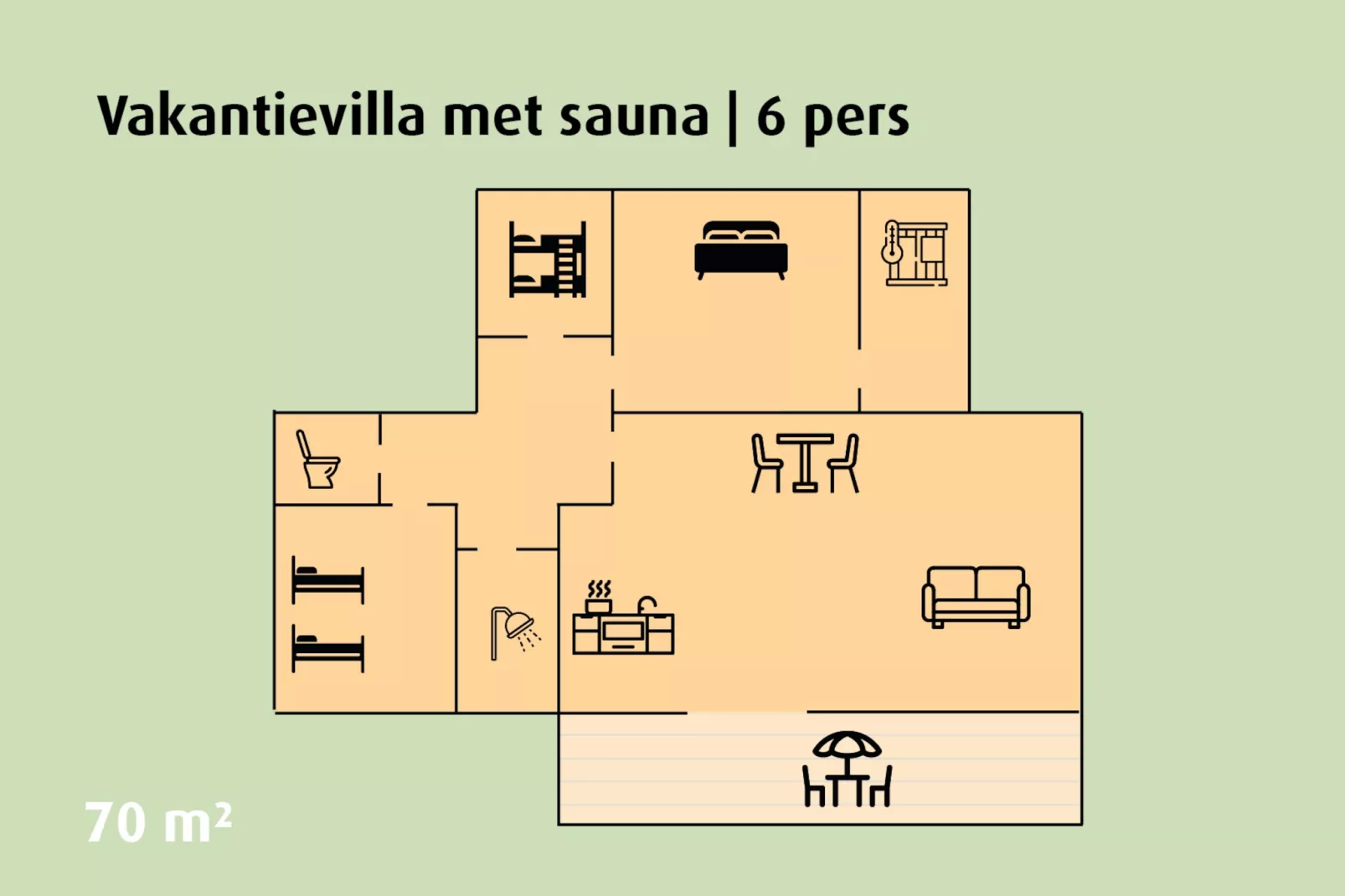 Holiday villa with sauna | 2 - 6 people-Floor plan