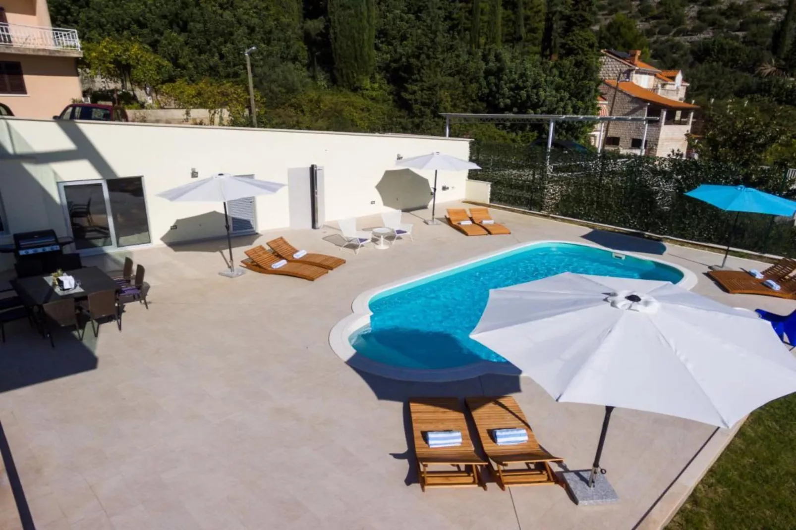 Villa Dupcic - Five-Bedroom Villa with Private Pool and Sea View-Piscine