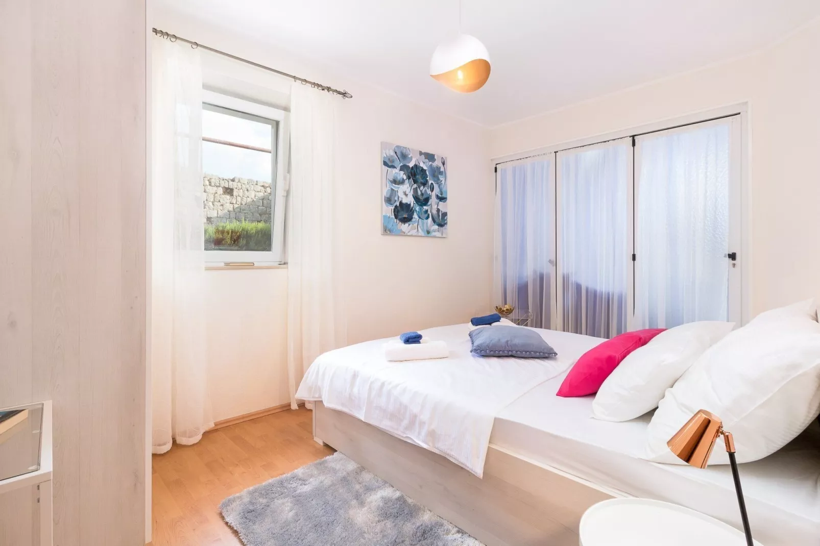 Apartments Lotea - Two-Bedroom Apartment with Terrace and Sea View-Bedroom