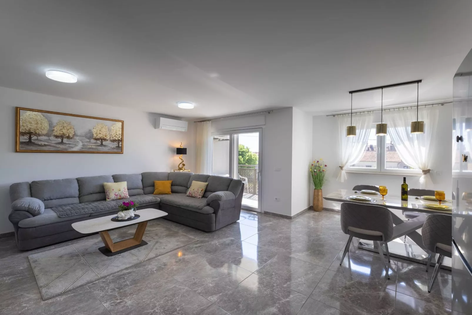 Kastel Stari Sunny Downtown Apartment with Terrace - One Bedroom Apartment with Terrace-Living room