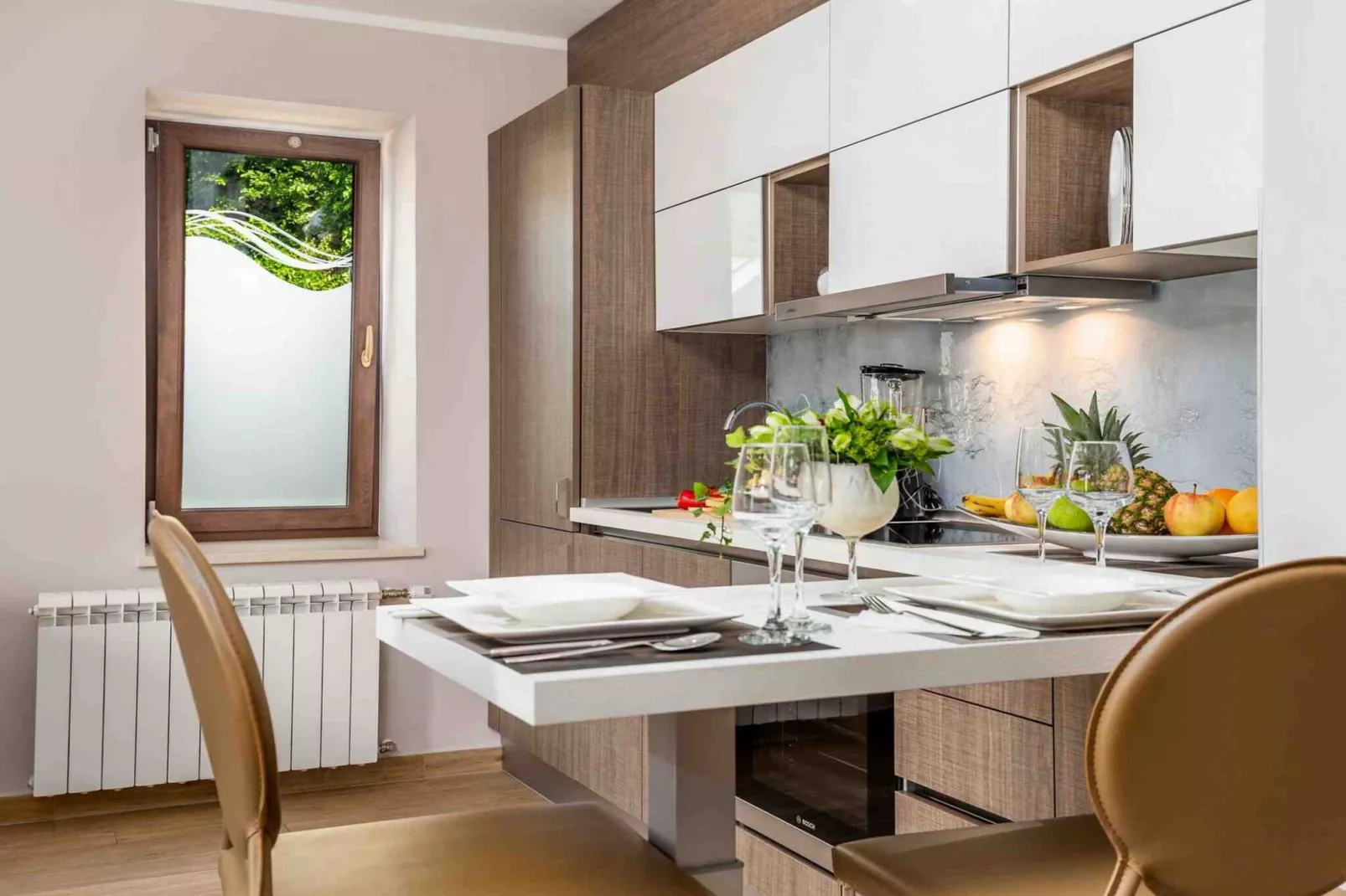 Modern Comfort with Shared Pool, Balconies & Lush Green Surroundings - One Bedroom Apartment (Romantic)-Cuisine