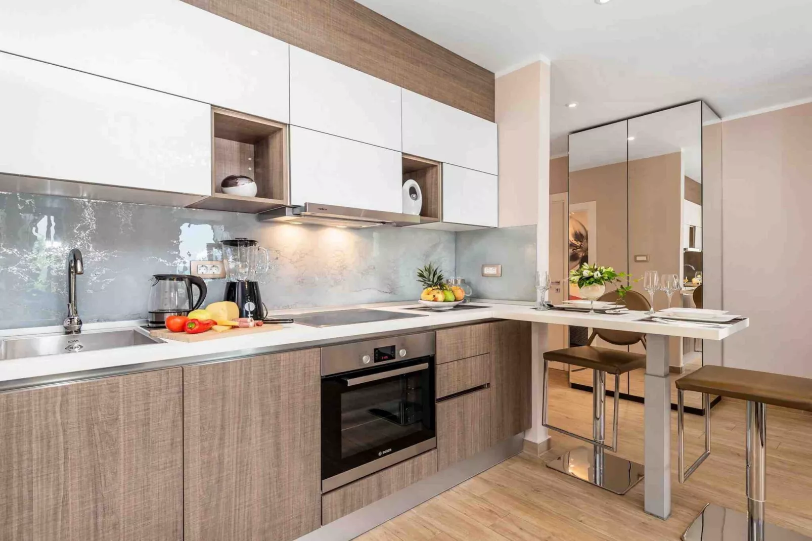 Modern Comfort with Shared Pool, Balconies & Lush Green Surroundings - One Bedroom Apartment (Romantic)-Cuisine