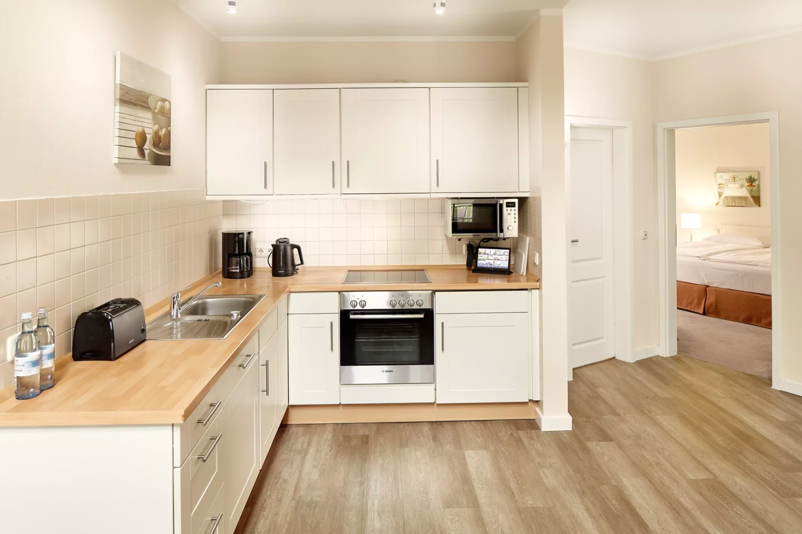 Garten-Maisonette Ferienwohnung - Strandhotel Dünenmeer-Küche