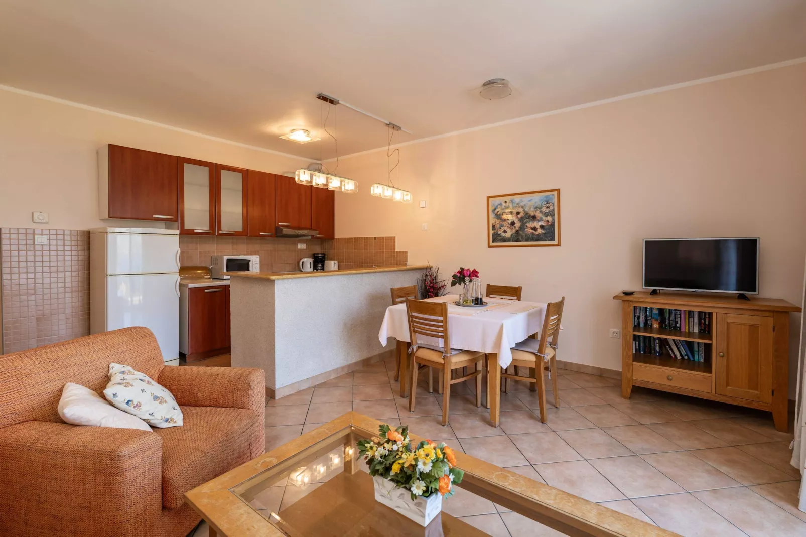 Villa Alegria Cavtat - One Bedroom Apartment with Balcony and Sea View (Apartment A)-Living room