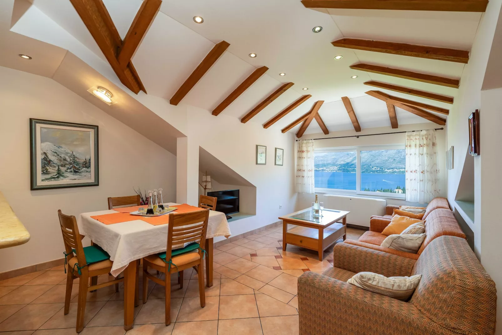 Villa Alegria Cavtat - Comfort Two Bedroom Apartment with Sea View (Apartment C)-Living room