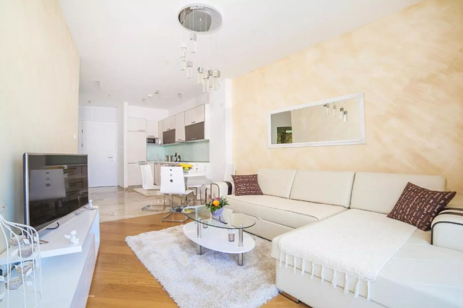 Exclusive Budva Stay Steps From the Beach - One Bedroom Apartment with Balcony-Living room