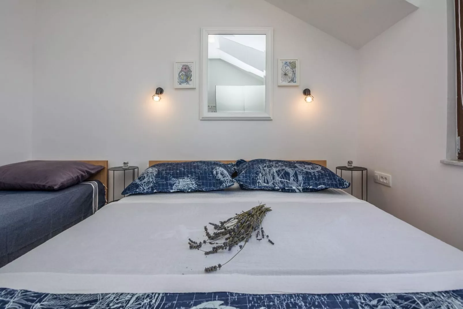 Apartments Sea Eyes - Two Bedroom Apartment with Balcony and Sea View (Kat)-Bedroom