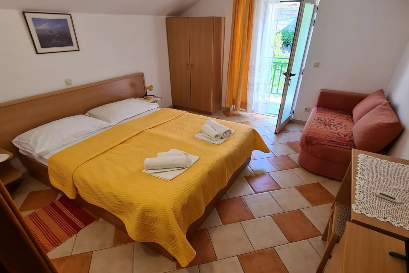 Apartments Pansion Franka 3* - Studio Apartment with Sea View - APT 1B-Bedroom