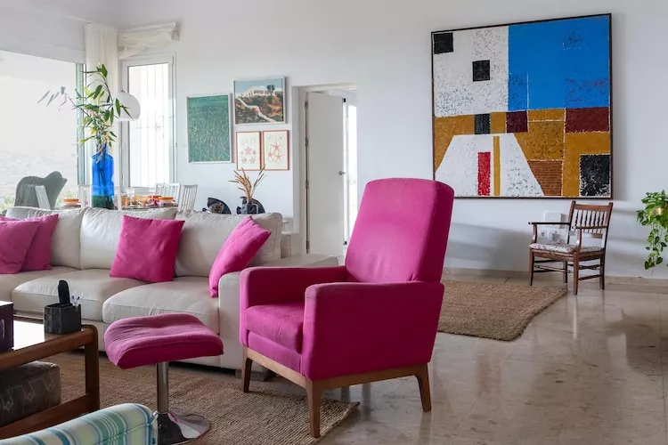 CT 385 AL - Faro's Soulrise Villa - Mojacar - Pool & Artistic Flair close to the Beach-Living room