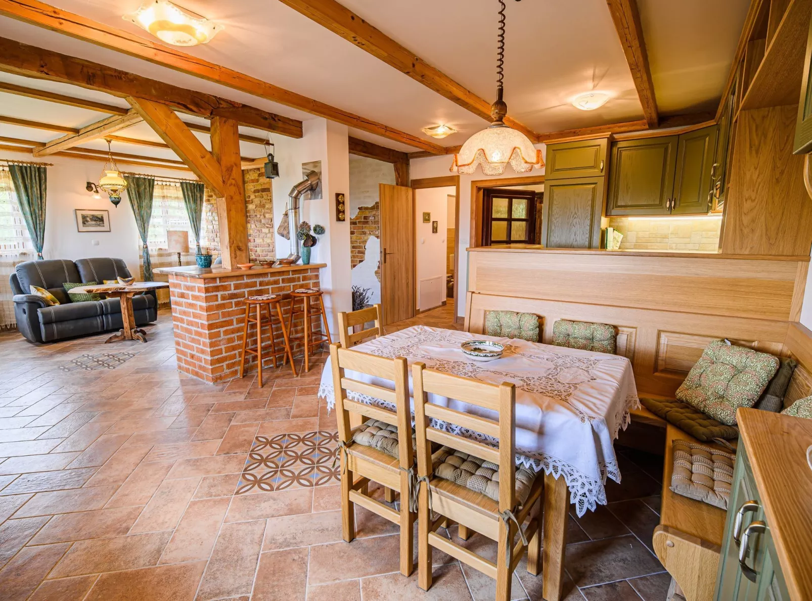 Hidden Authentic Haven Apartments - Two Bedroom Apartment with Balcony-Dining room