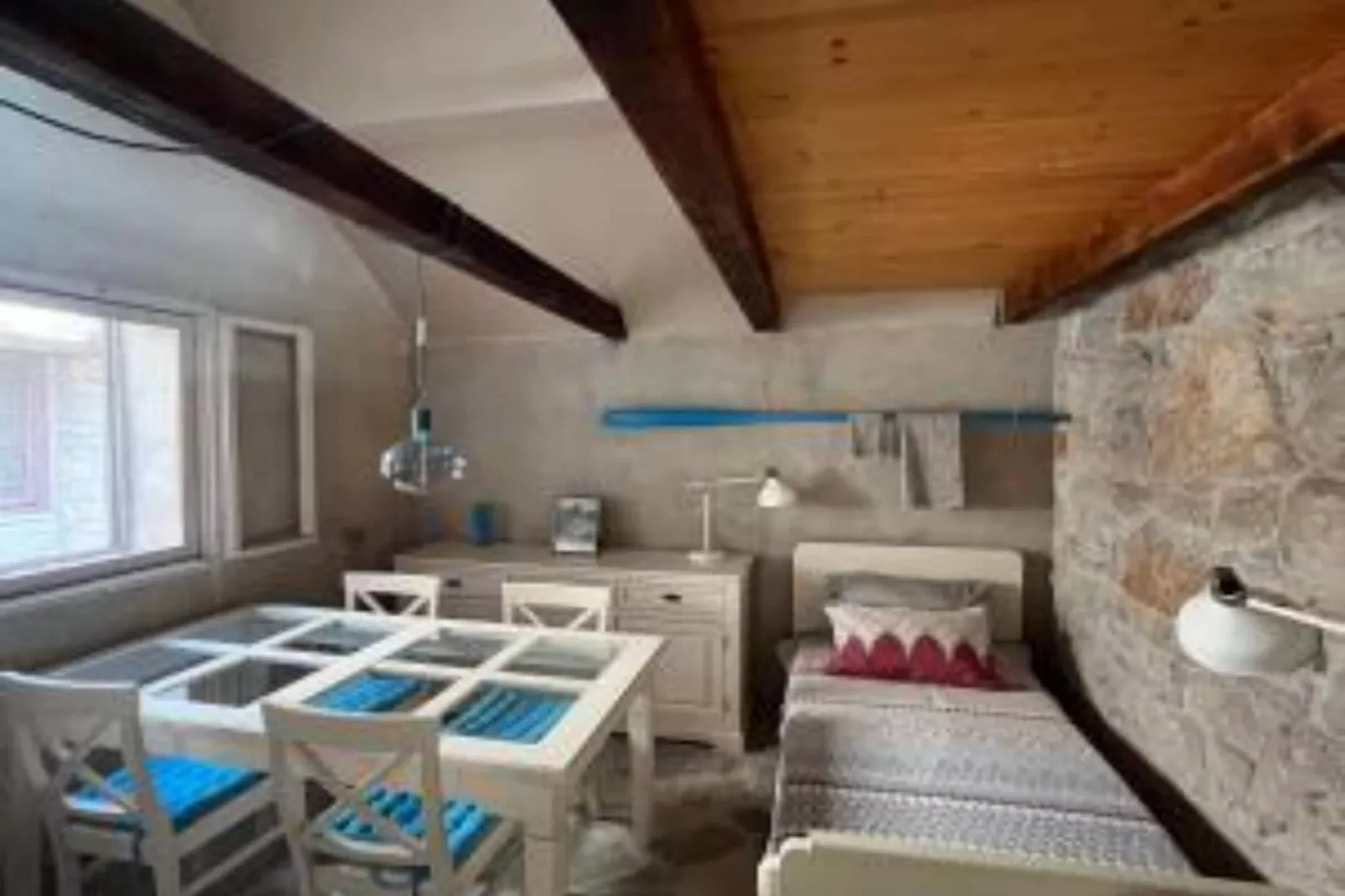 Romantic Stone House and Yard Near Stunning Beach - Two Bedroom Holiday Holiday Home  with  Patio and Terrace-Schlafzimmer