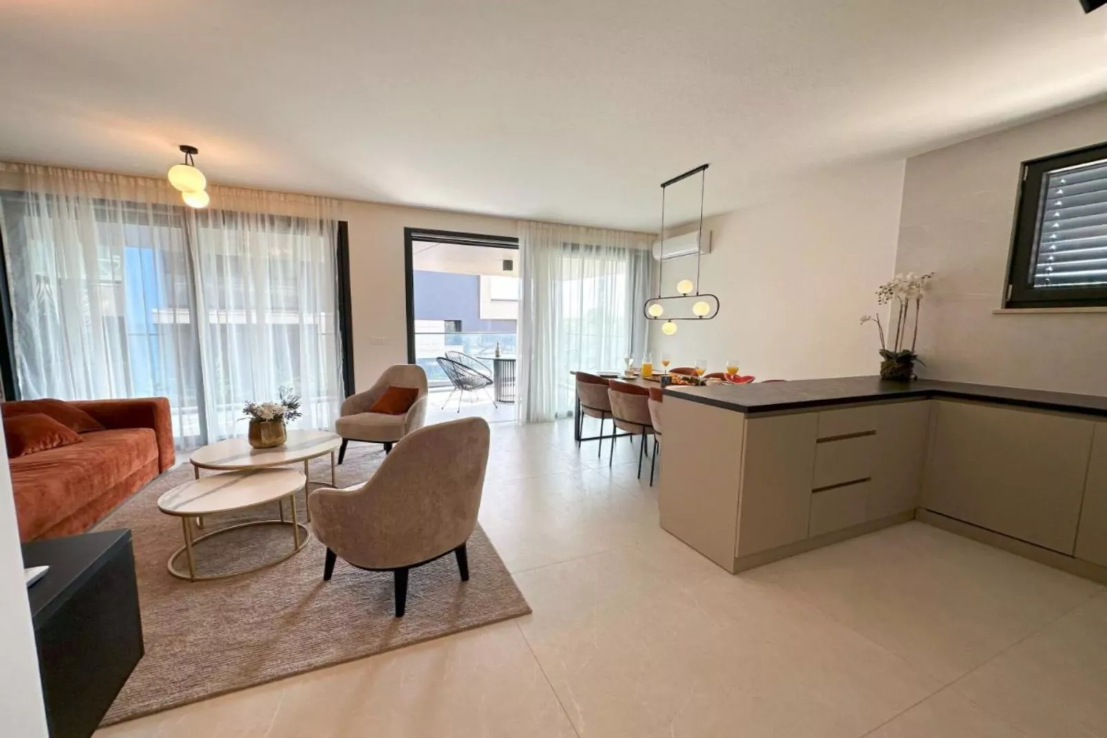Leonarda Waterfront Residences-One-Bedroom Apartment With Terrace (The Adriatic One) -S1-Living room
