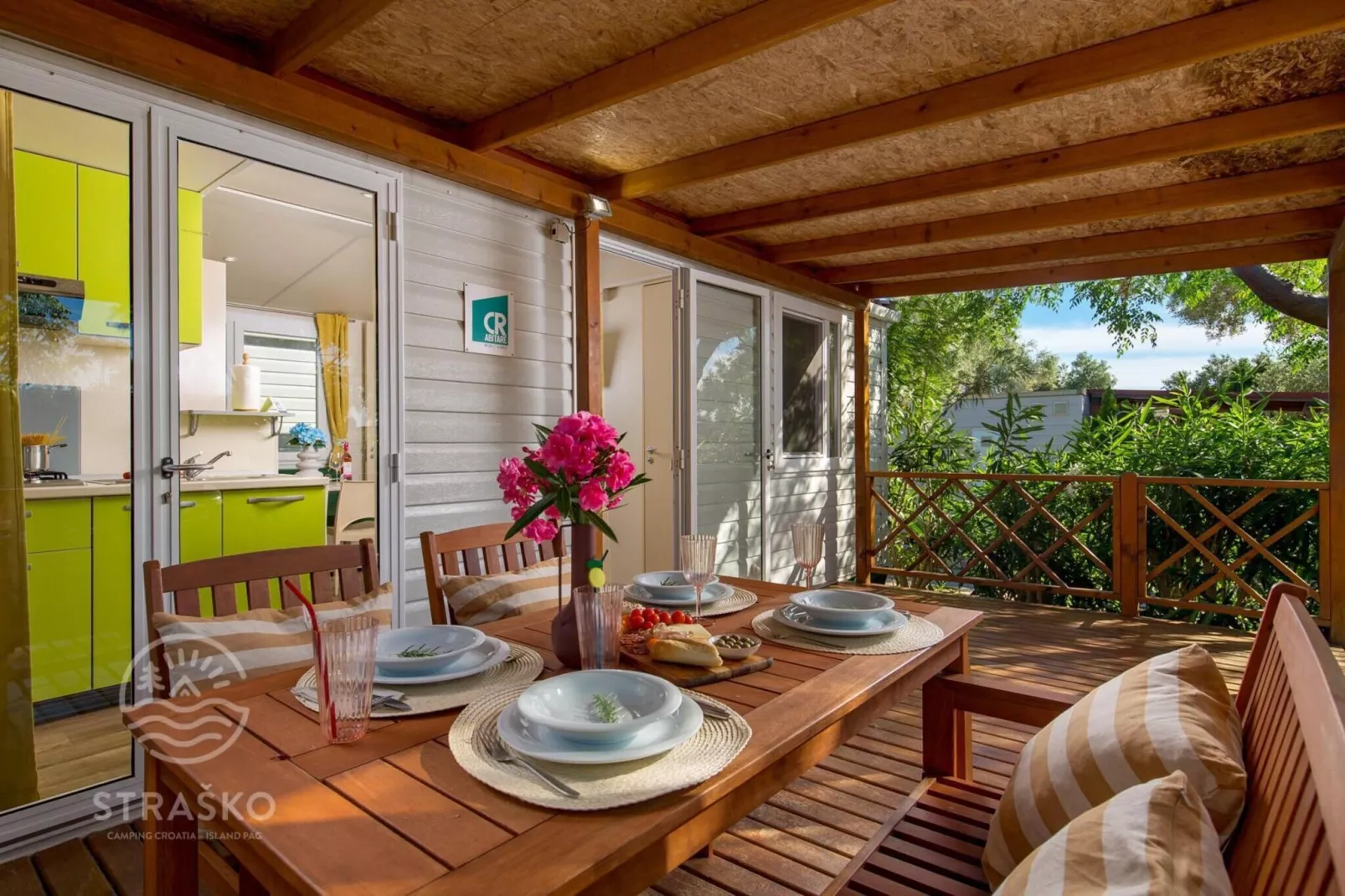 Mobile Homes Strasko Novalja Olive 34 qm für 5 Pers-Terrasse / balcon