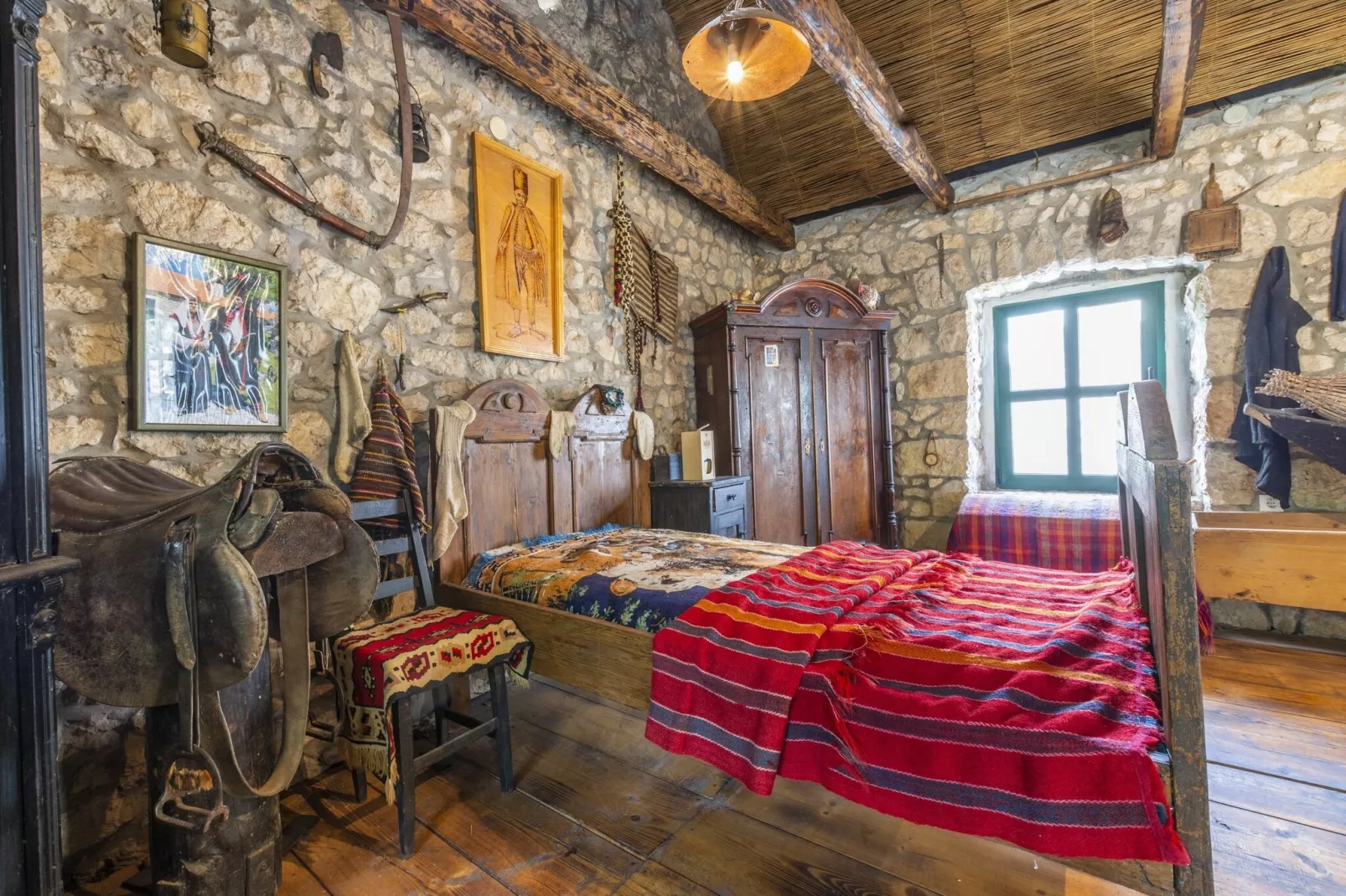 Rustical Resort Kokorići with Shared Outdoor Swimming Pool - One Bedroom Apartment with Terrace-Schlafzimmer