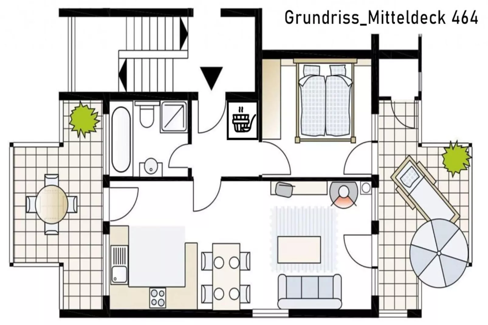 Mitteldeck 464-Grundriss
