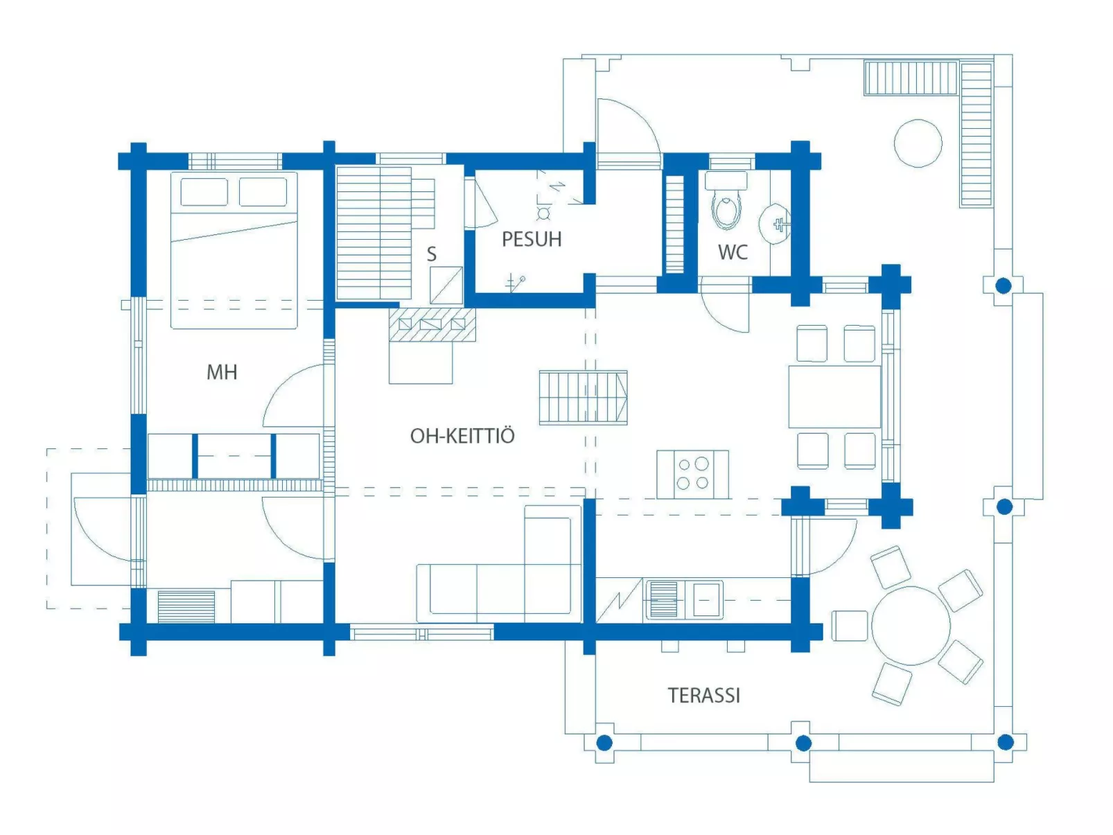Villa käpytikka-Dedans