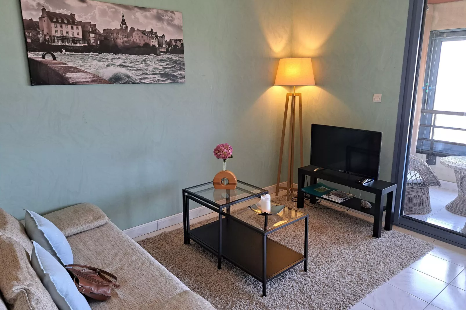 180° Panorama Meerblick Ferienwohnung Roscoff-Living room