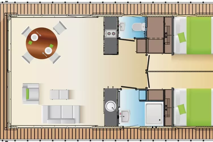 Houseboat Floating House Küstennebel 2 44 m²-Floor plan