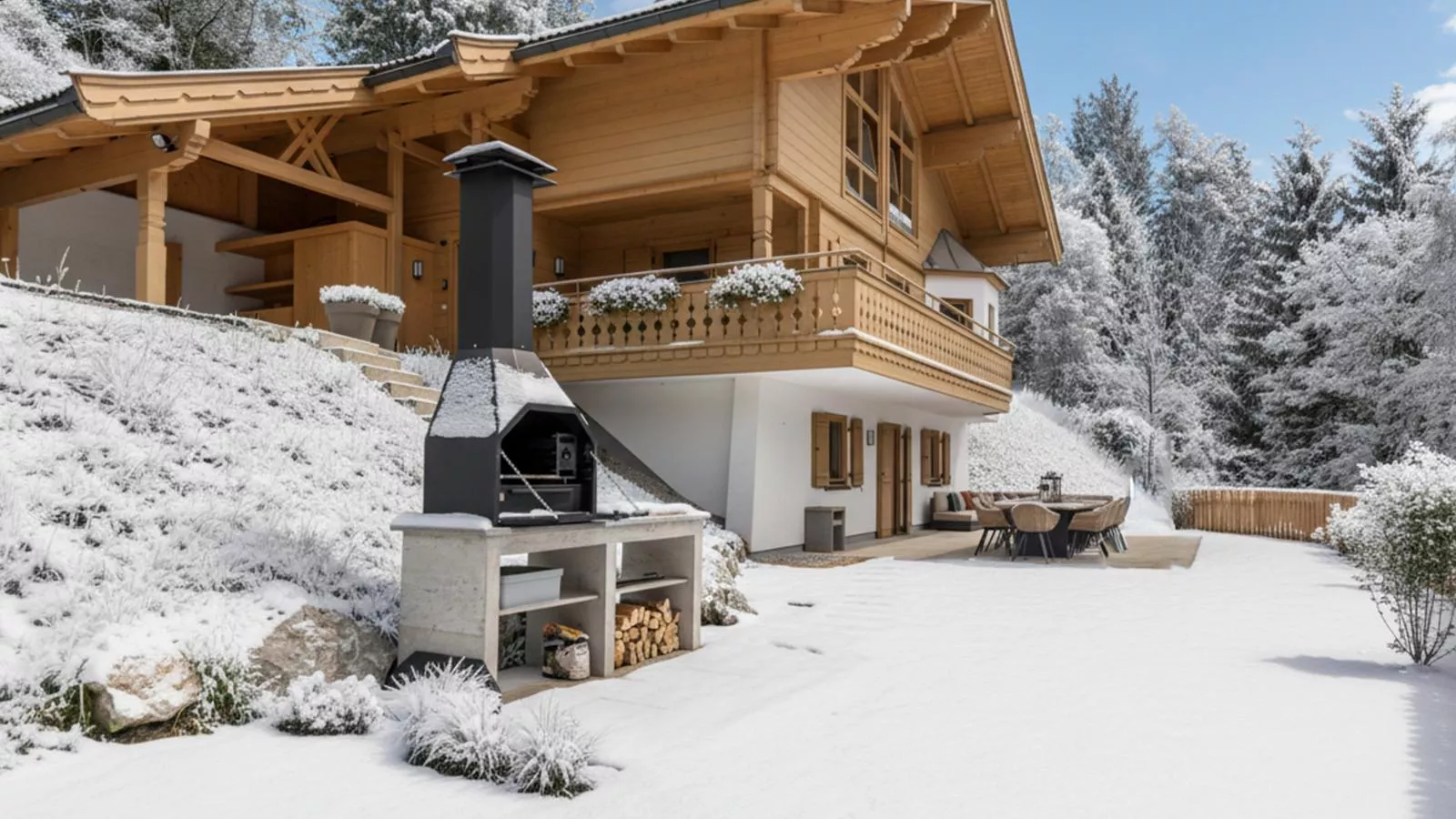 Chalet Huski Viehhofen-Exterior in winter