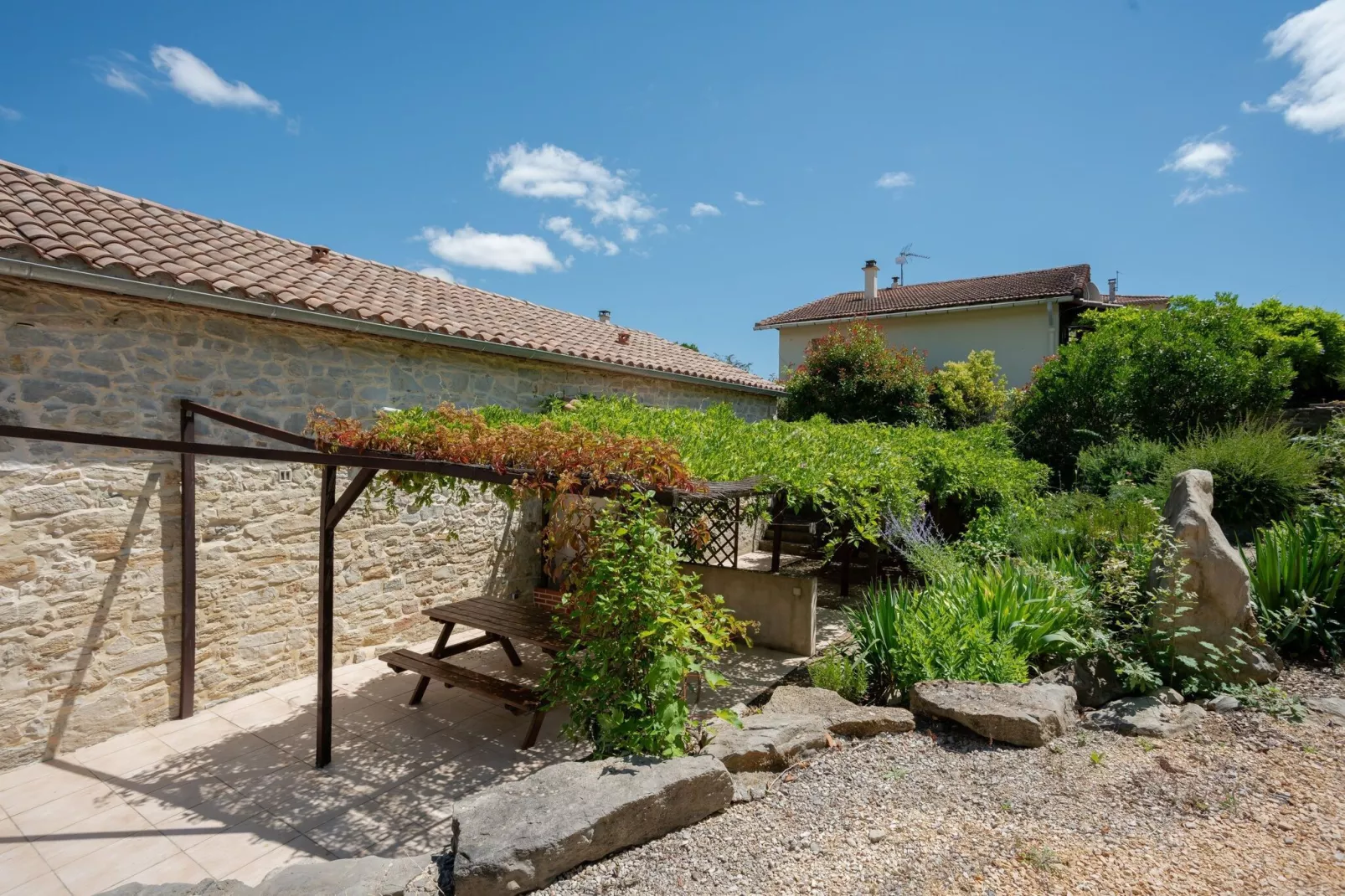 Cottage around a swimming pool in a small villa-Gardens summer