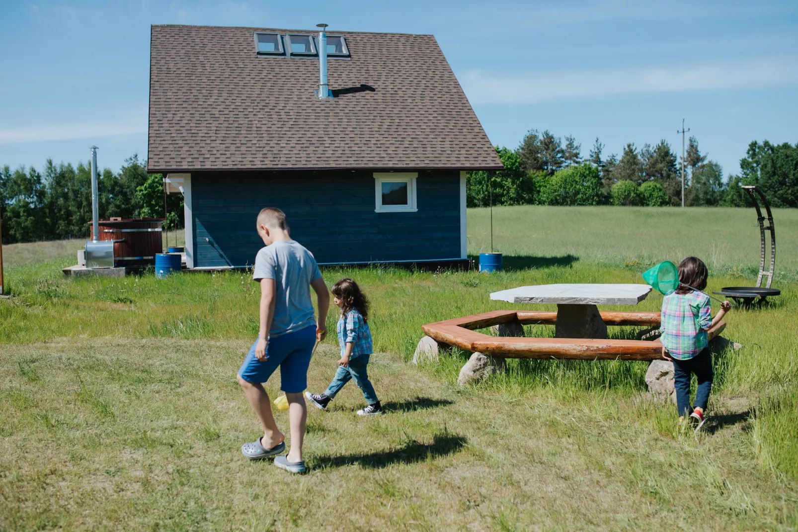 Grey heron-Garten Sommer