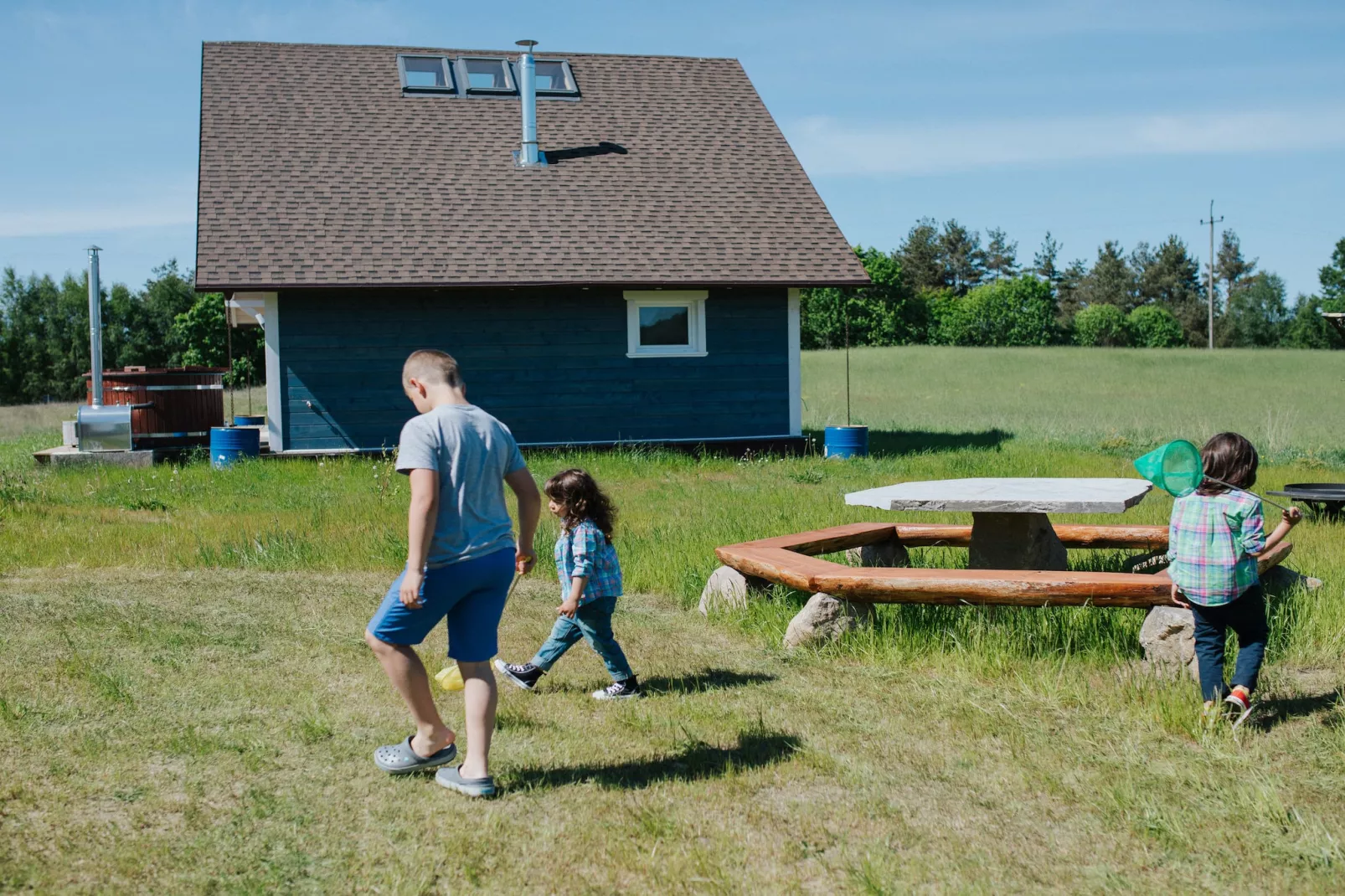 White Heron-Gardens in summer