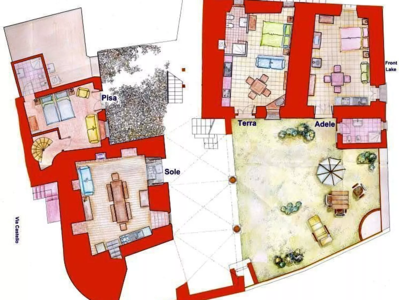 Studio-Apartment mit Balkon mit Seeblick und Zugang zum Garten