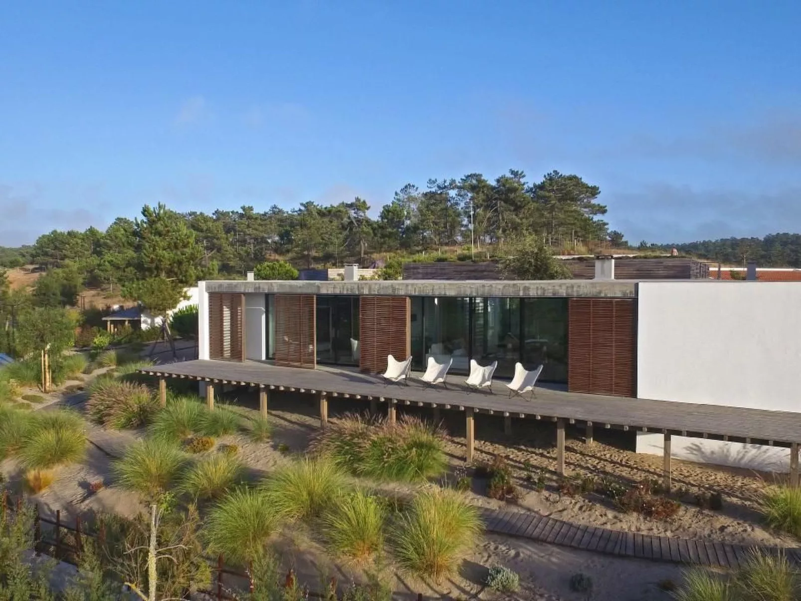 Exklusive Design-Villa in den Dünen, Pool auf dem Dach-Dehors