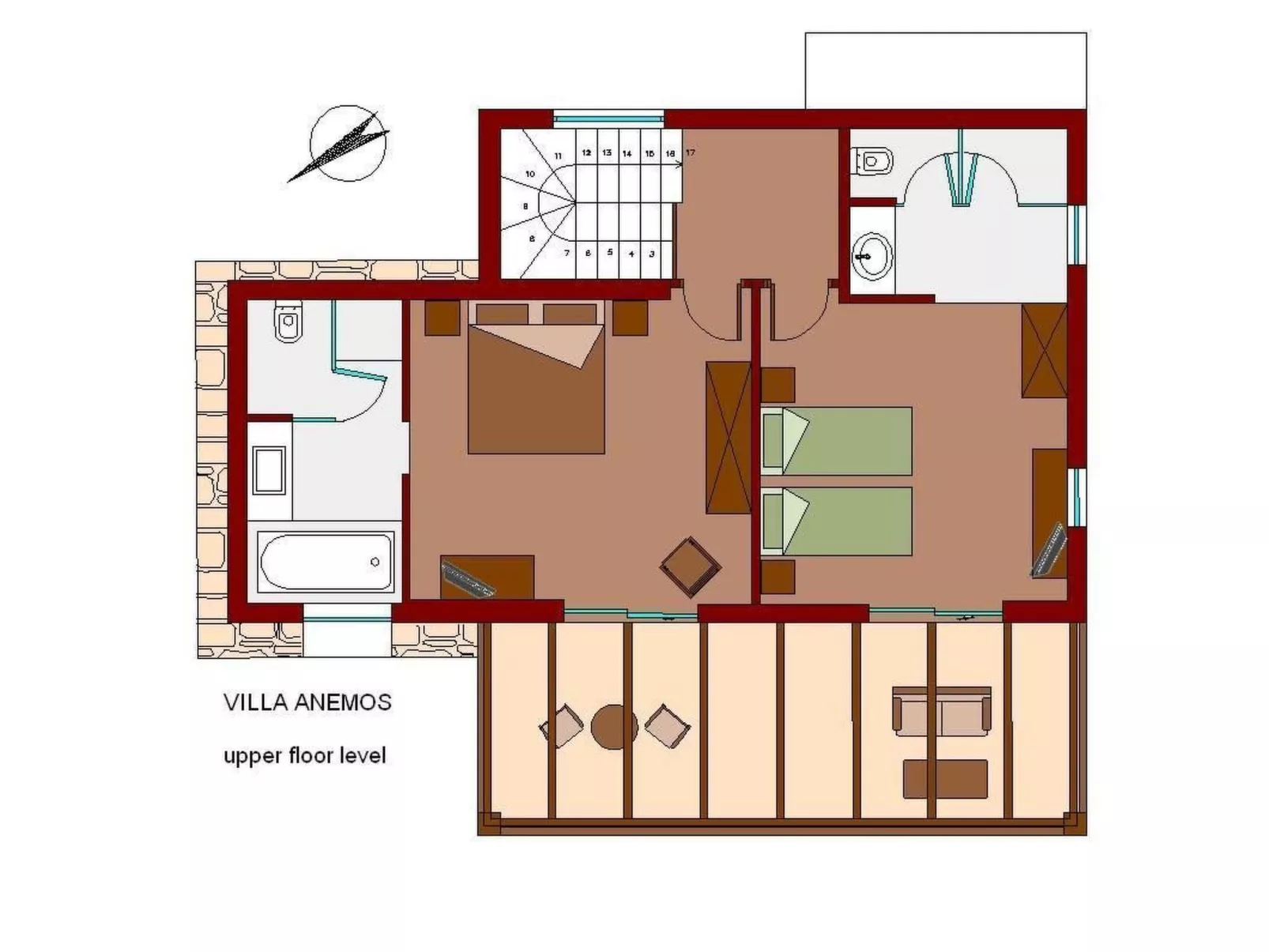 Anemos Villa Ferienhaus Aussicht Gemütlicher beheizter Pool-Inside