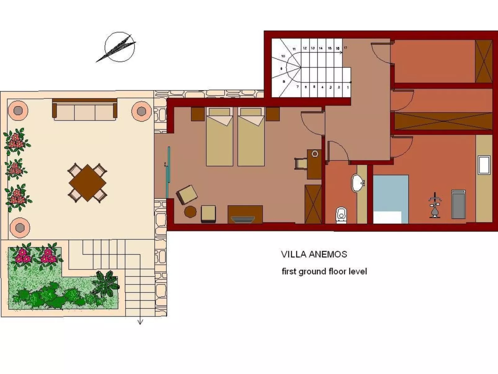 Anemos Villa Ferienhaus Aussicht Gemütlicher beheizter Pool-Inside