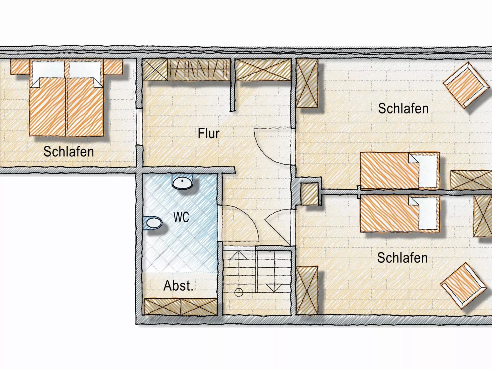 Reetdachhaus inmitten von Wiesen und Feldern-Inside