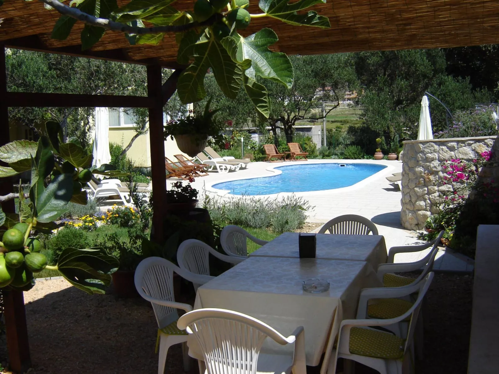 "Blaues" Apartment mit Swimmingpool-Draußen