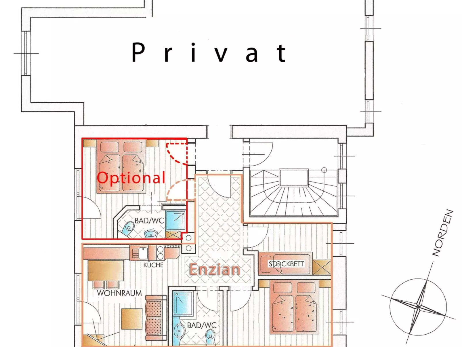 Schöne Wohnung Enzian für vier Personen-Dedans