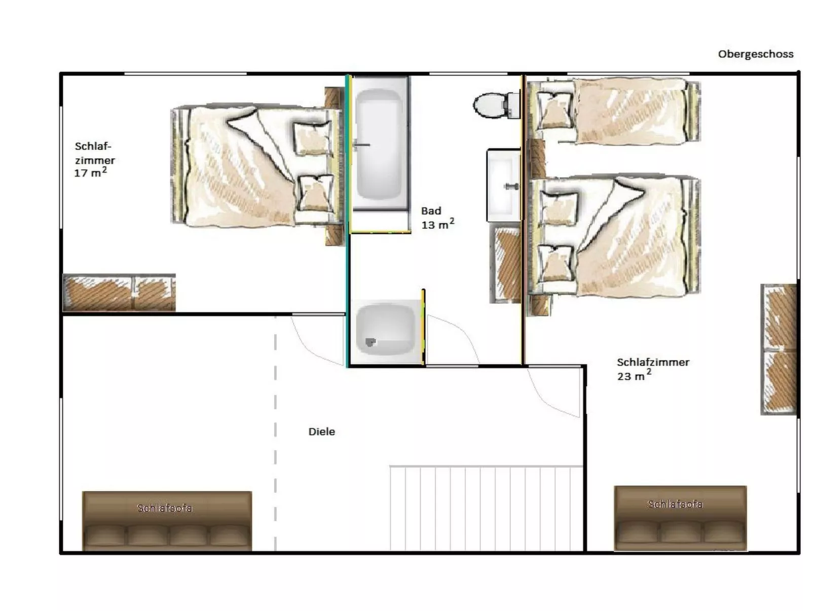 Geräumiges Ferienhaus mit Garten und Weitblick-Dedans