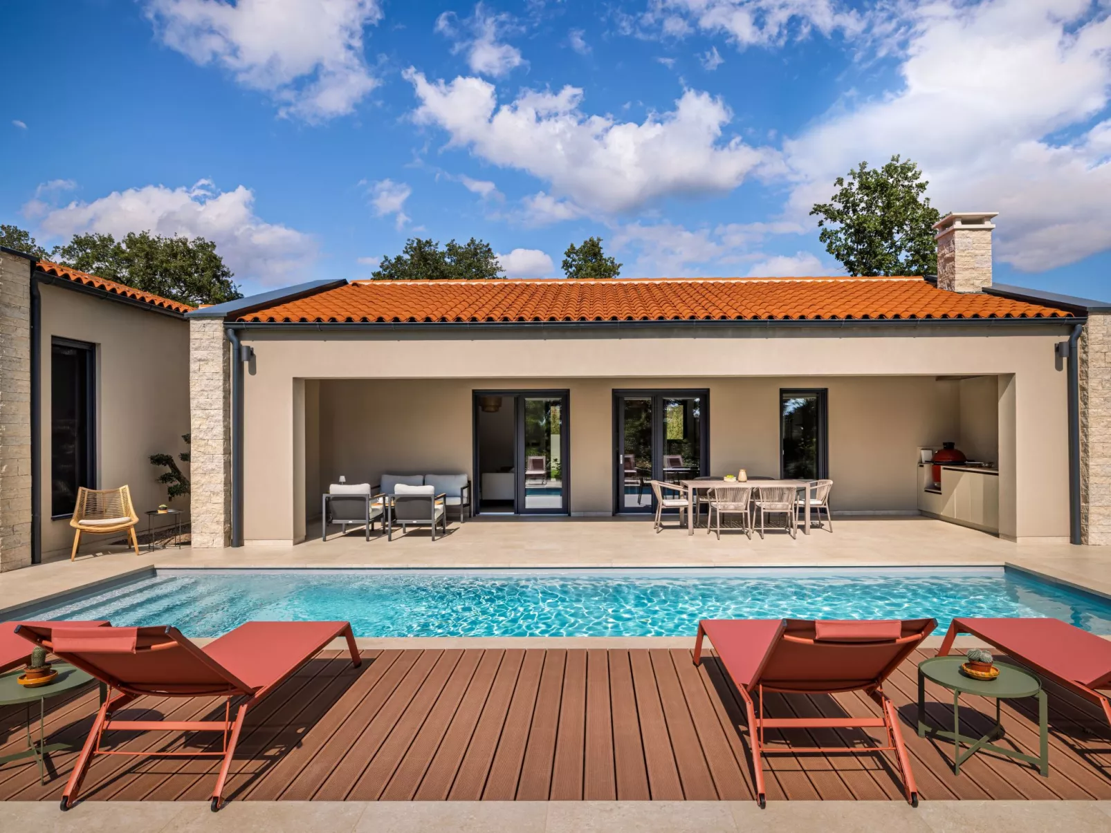 Design Villa Nux für 5 Personen mit beheiztem Pool-Dehors