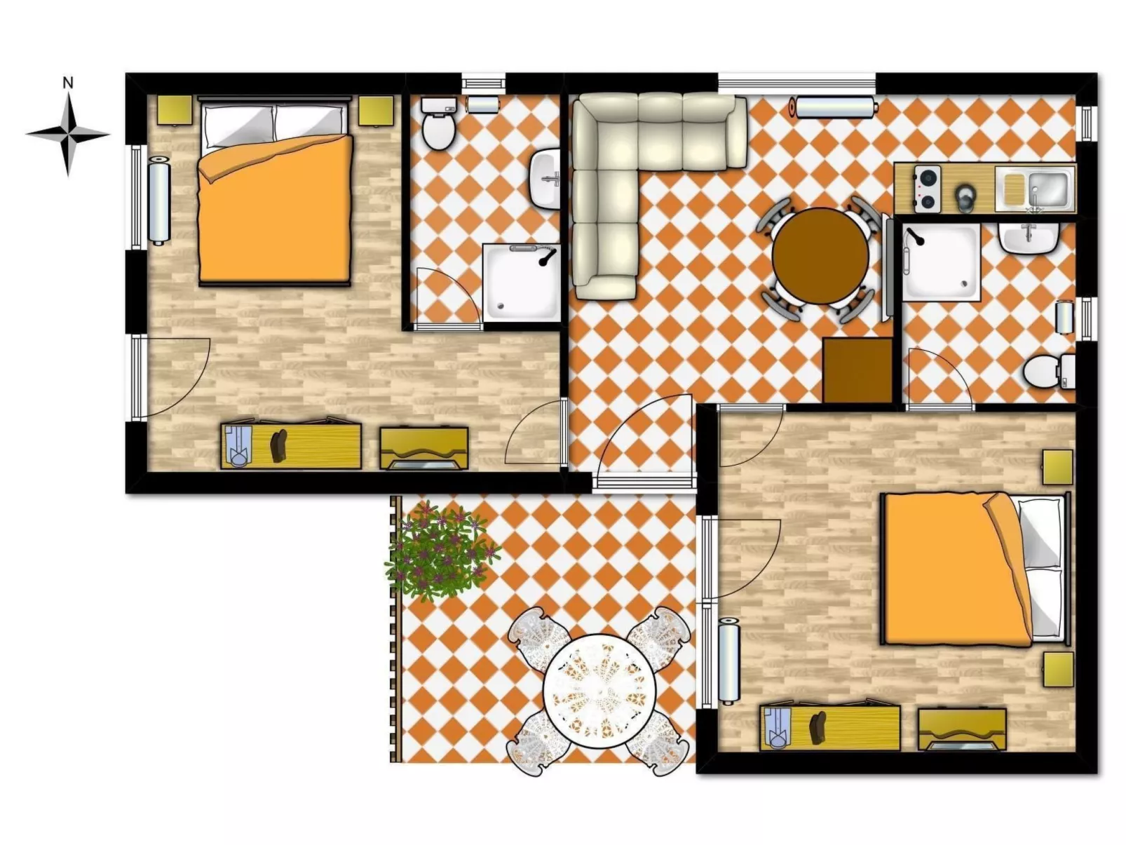 Stimmungsvolle Ferienwohnung mit großem Garten-Dedans