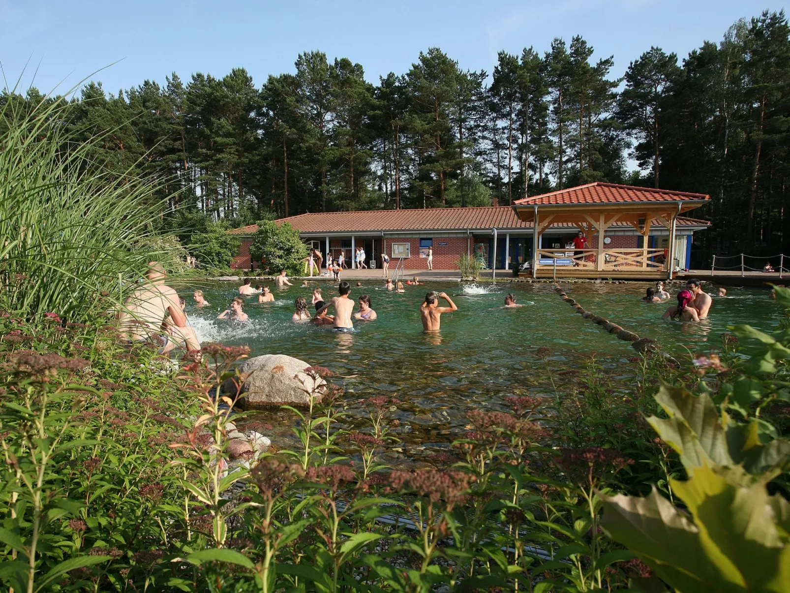 Holz-Bungalow mit Terrasse - Draußen