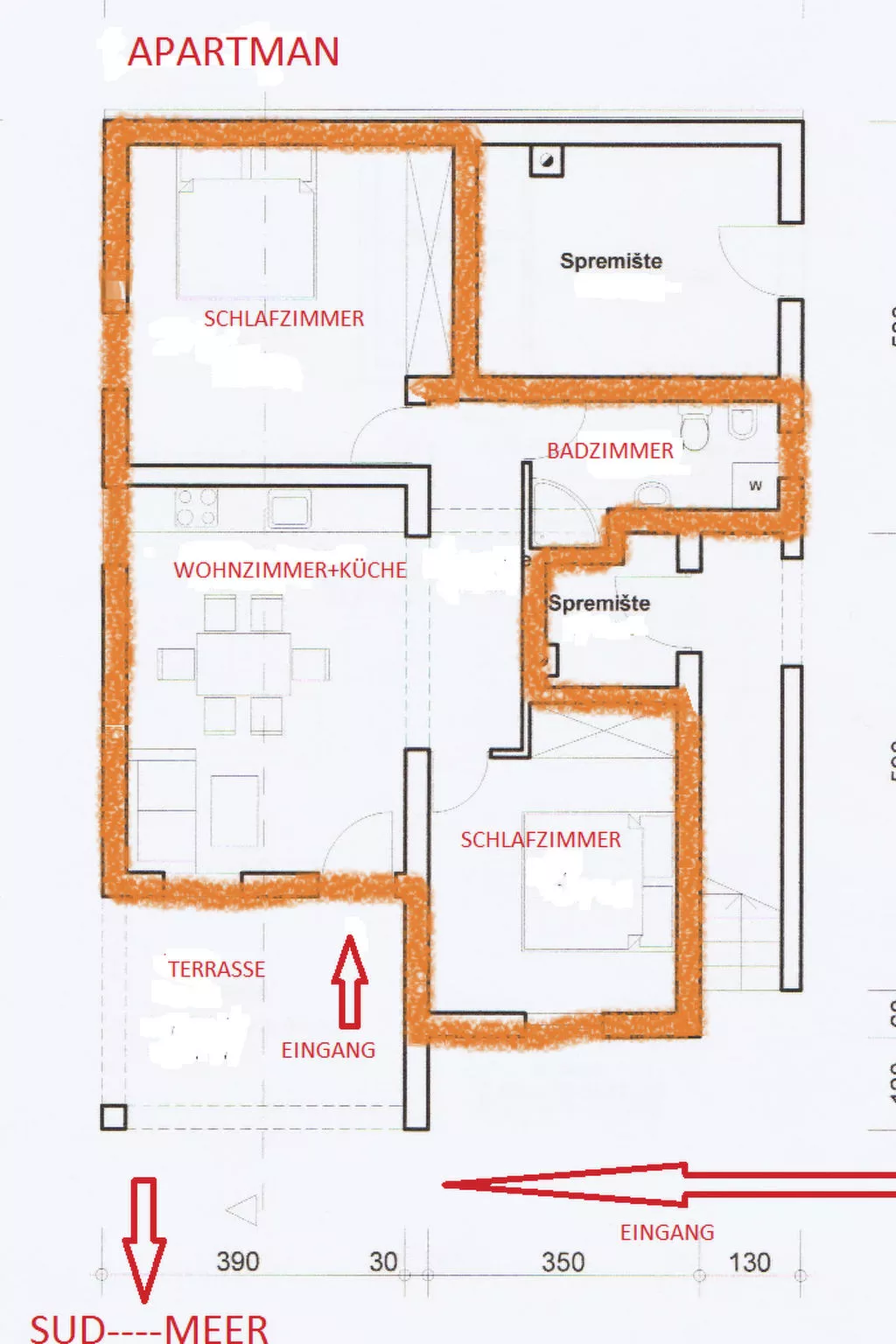 Wohnung mit Terrasse-Drinnen