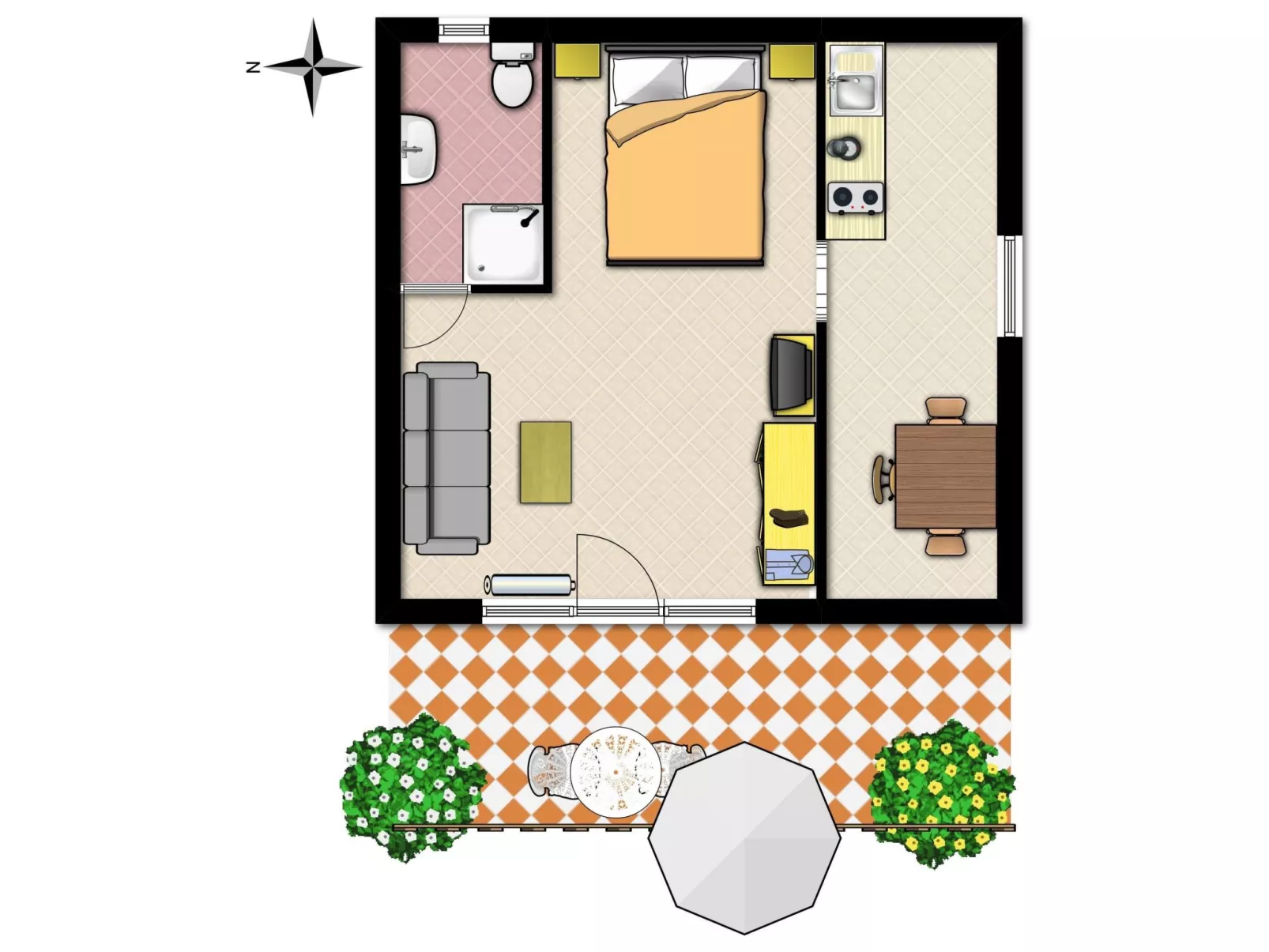 Gemütliche Ferienwohnung für 3 Personen-Dedans