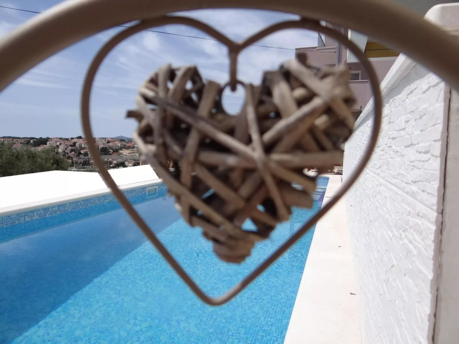 Beheiztes Schwimmbad, Familienappartement mit Meerblick-Dehors