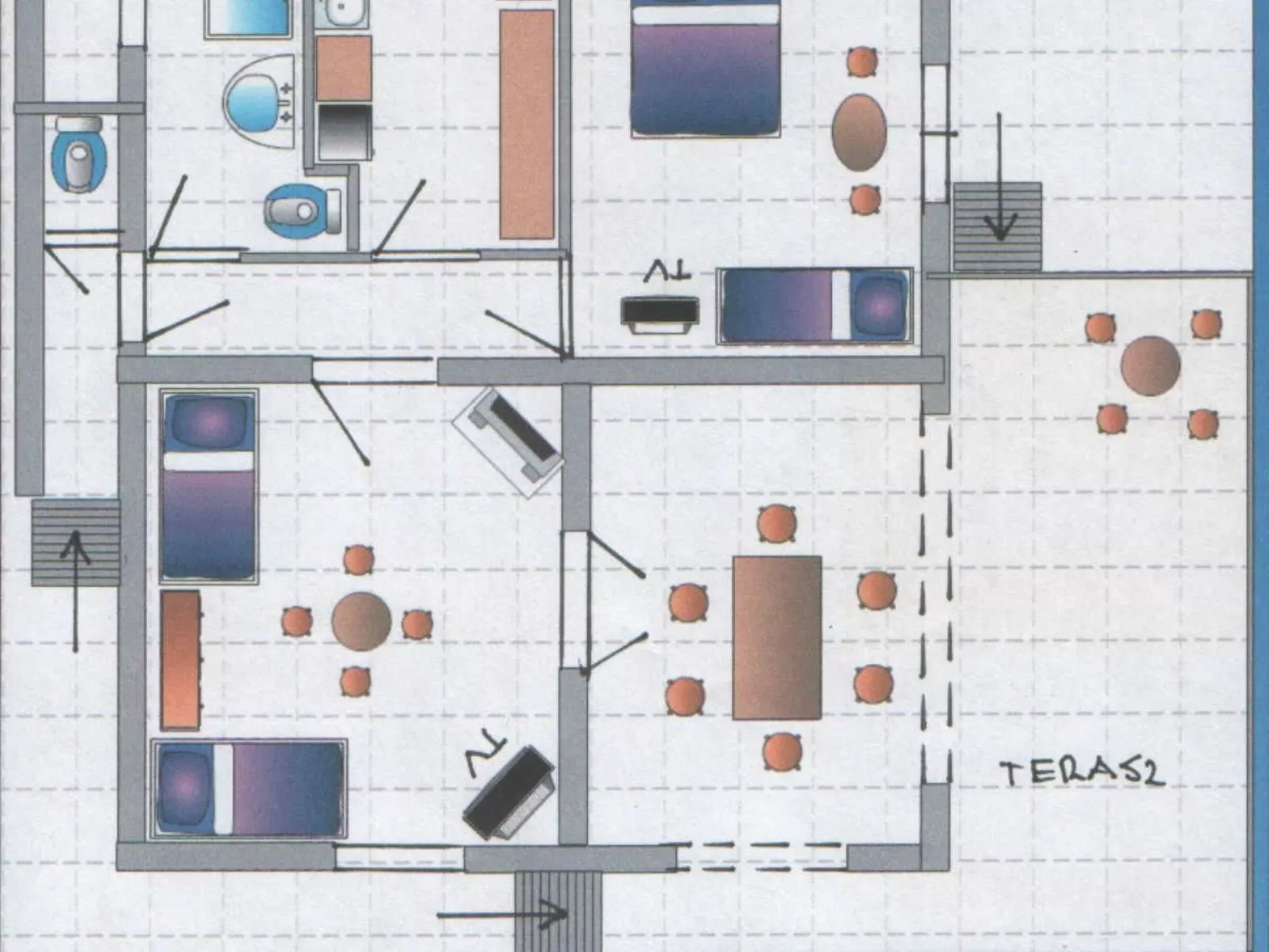 Appartement A in Strandnähe mit Terrasse und Grill - Dedans