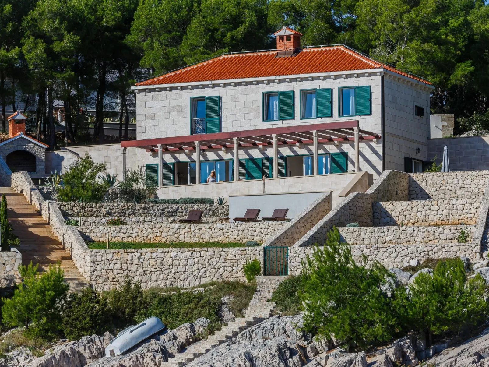 Ferienvilla "Osibova" mit Blick auf das Wasser-Dehors