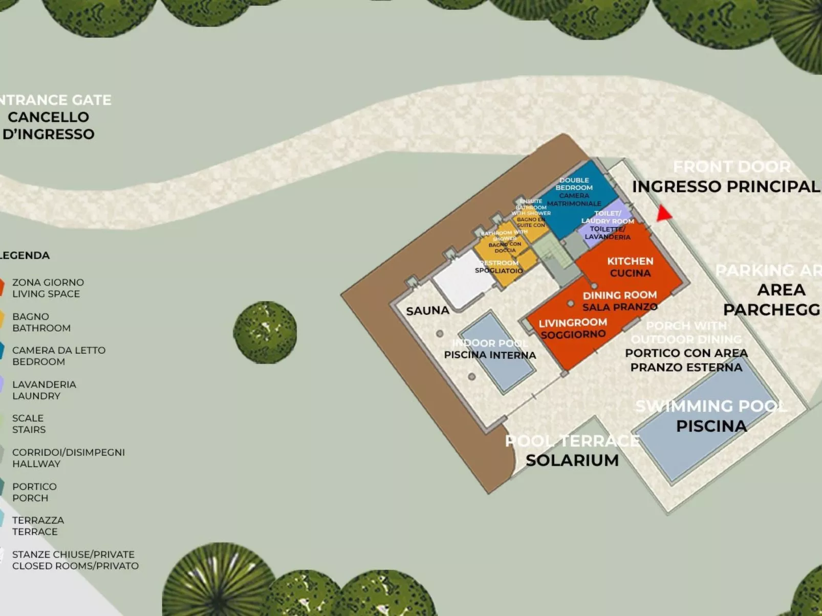 Villa Montefalcone, Außen- und Innenpool-Dedans