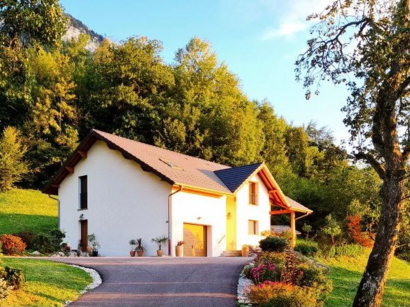 In Aiguebelette-Le-Lac mit Garten, Terrasse und Grill-Draußen