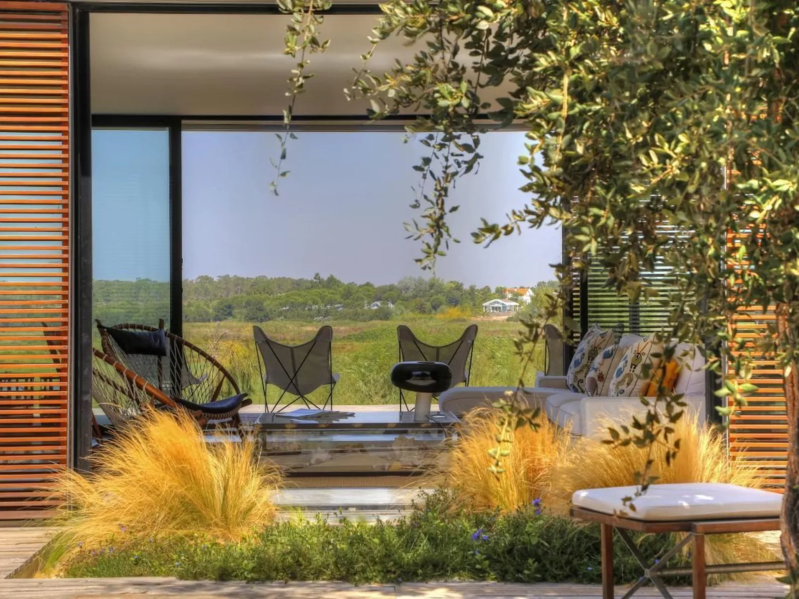 Exklusive Design-Villa in den Dünen, Pool auf dem Dach-Dehors