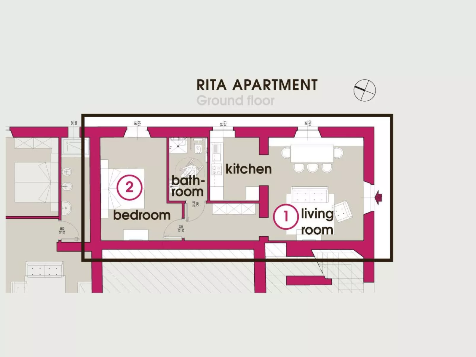 1-Schlafzimmer-Wohnung, die für Rollstuhlfahrer zugänglich ist-Inside