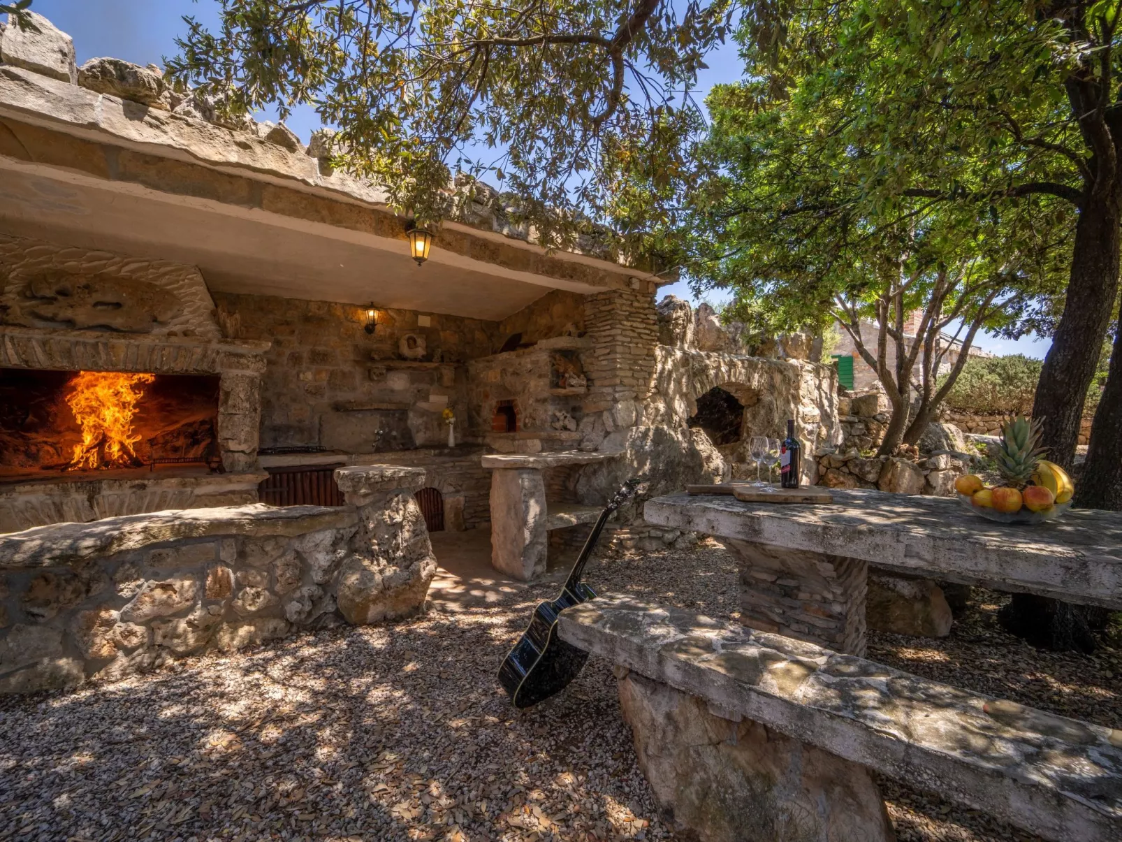 Ranch Visoka in Selca mit Panoramablick aufs Meer-Draußen